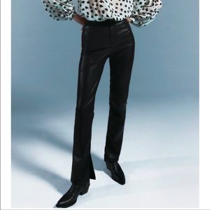 Zara Faux Leather Split Hem Pants